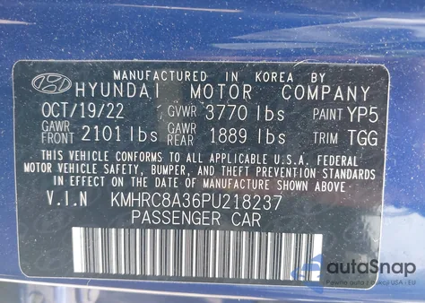 2023 Hyundai Venue Sel z USA, uszkodzony, nr VIN KMHRC8A36PU218237
